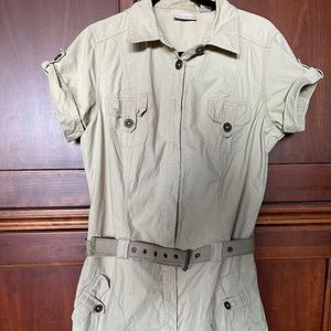 PERSONAL IDENTITY khaki button up dress